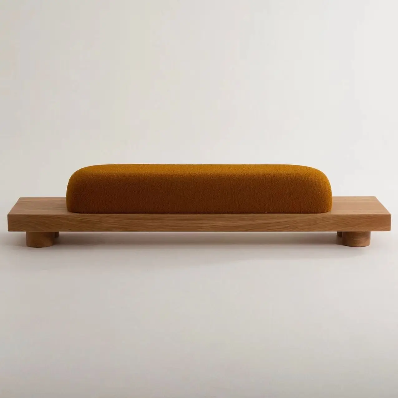 Nordic Style Modern Bench Wabi-sabi Ins Red Cream Boucle Cashmere Sherpa Natural Wood Log Shoe Change Stool Entry Bedroom