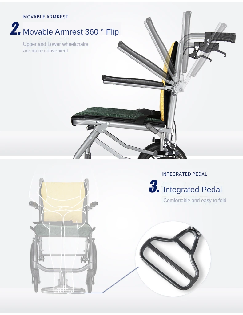 Alloy chrome-plated steel frame lightweight sillas de ruedas reclinables advanced manual wheelchair