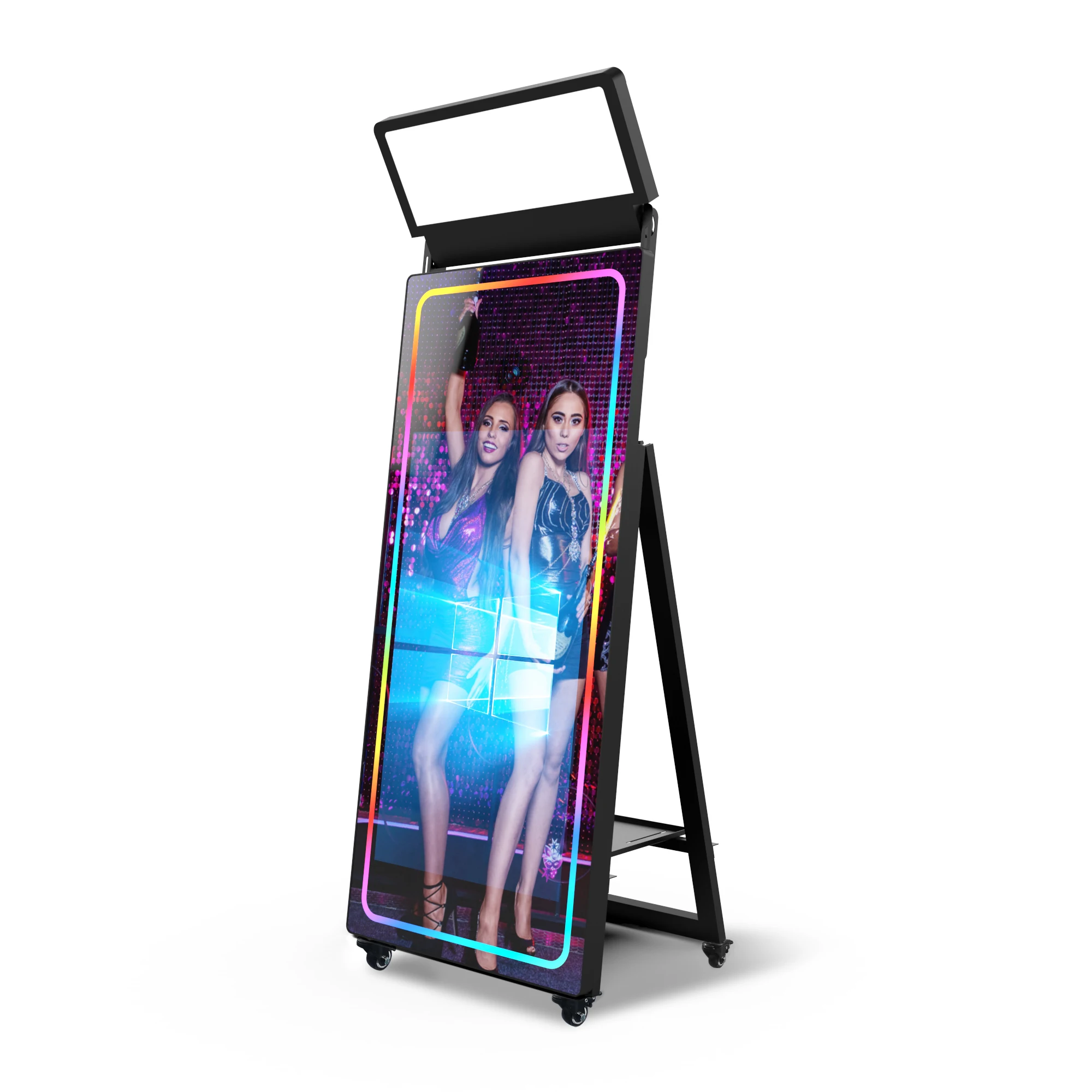 Portable Selfie Standing Magic 65Inch Mirror Camera Photo Booth Hire Touch Screen With Camera And Printer For Event Mirror Booth