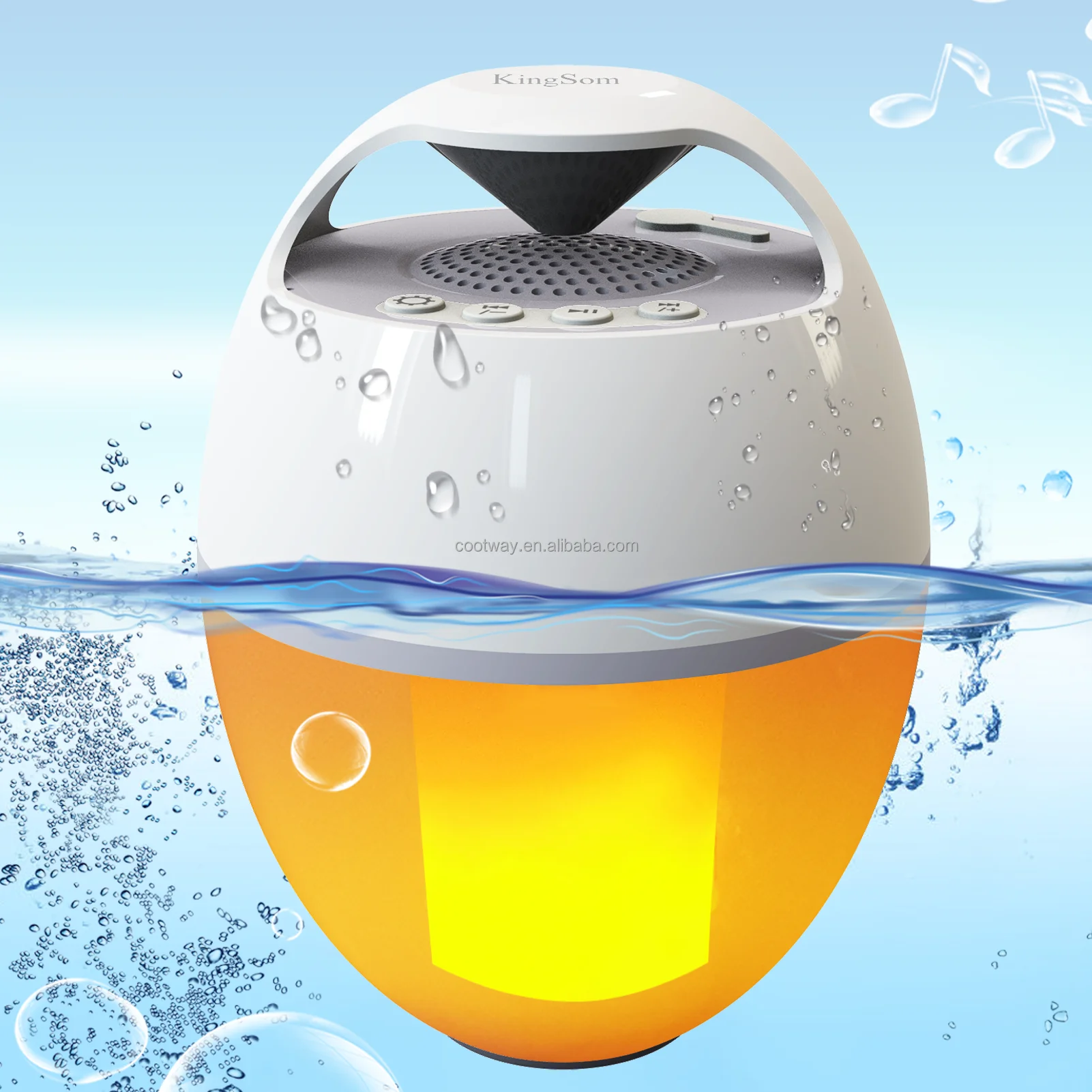 Cootway 2024 New Arrivals IP68 Waterproof Floating Speaker with LED Fire Light Show TWS Function Pool Speaker