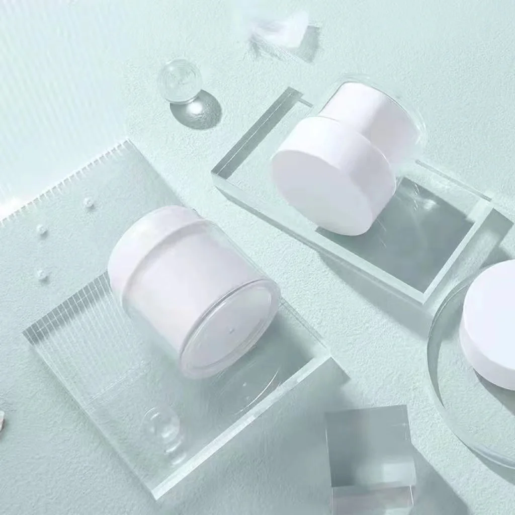 100g Cream Double Wall Acrylic Jar OEM Skin Care Powder Jar with Lids Customizable for Cosmetic Use