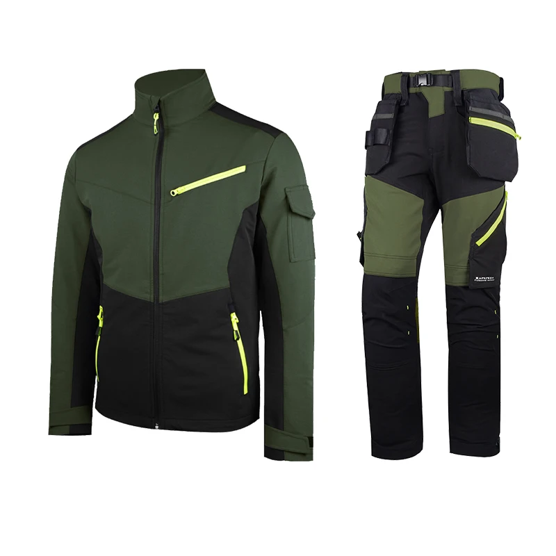 Safetech Work Jacket Cargo Pants Mechanic Security Uniform Workwear For Construction Workers Men Working Suits