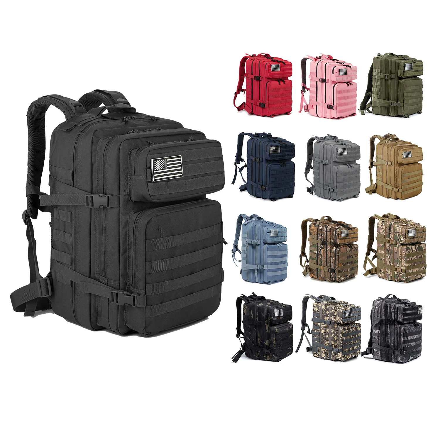 Wholesale Custom 45L Tactical Backpack for Gym Hiking Hunting Mochilas Taticas with Molle System