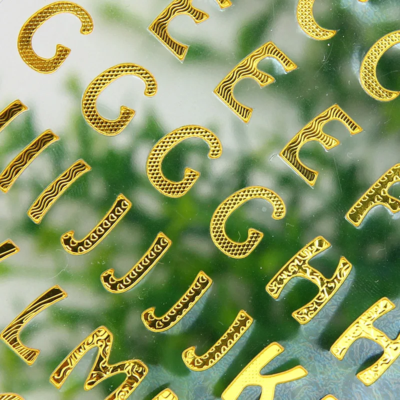 Высококачественные рельефные наклейки с надписями, декоративные наклейки из виниловой золотой фольги, канцелярские наклейки