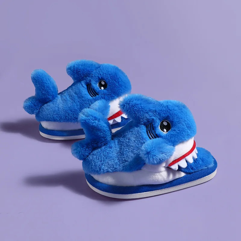 Cartoon Shark Funny Shoes Girls Lovely Indoor Slippers Ladies Home Shoes 2023 Fashion Plush Warm Slippers Women Winter Shoes