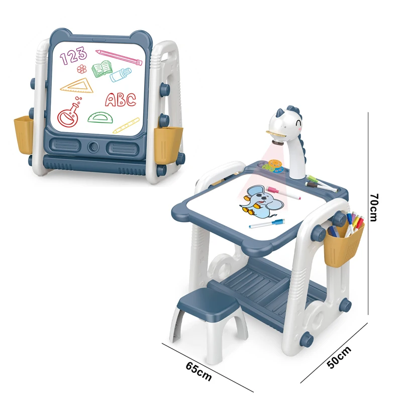 Educational Learning Children Multi-Functional Projection Drawing Painting Board Toys With Table And Chair