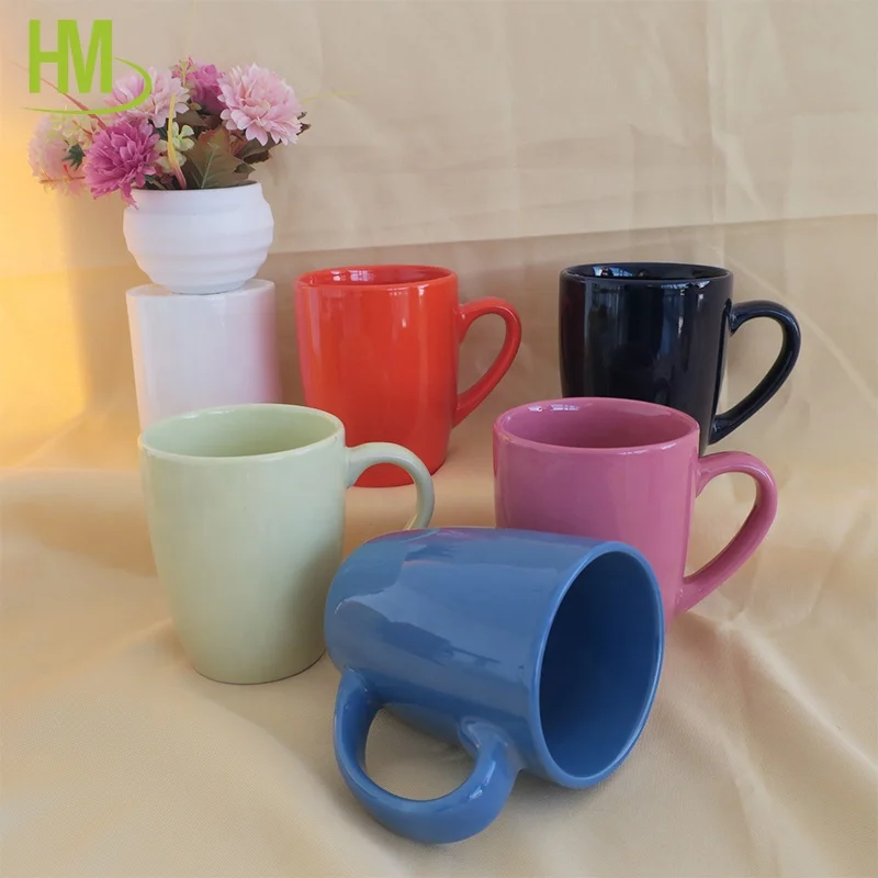 cheap blank solid glazed blue red color mug 12oz ceramic coffee mug