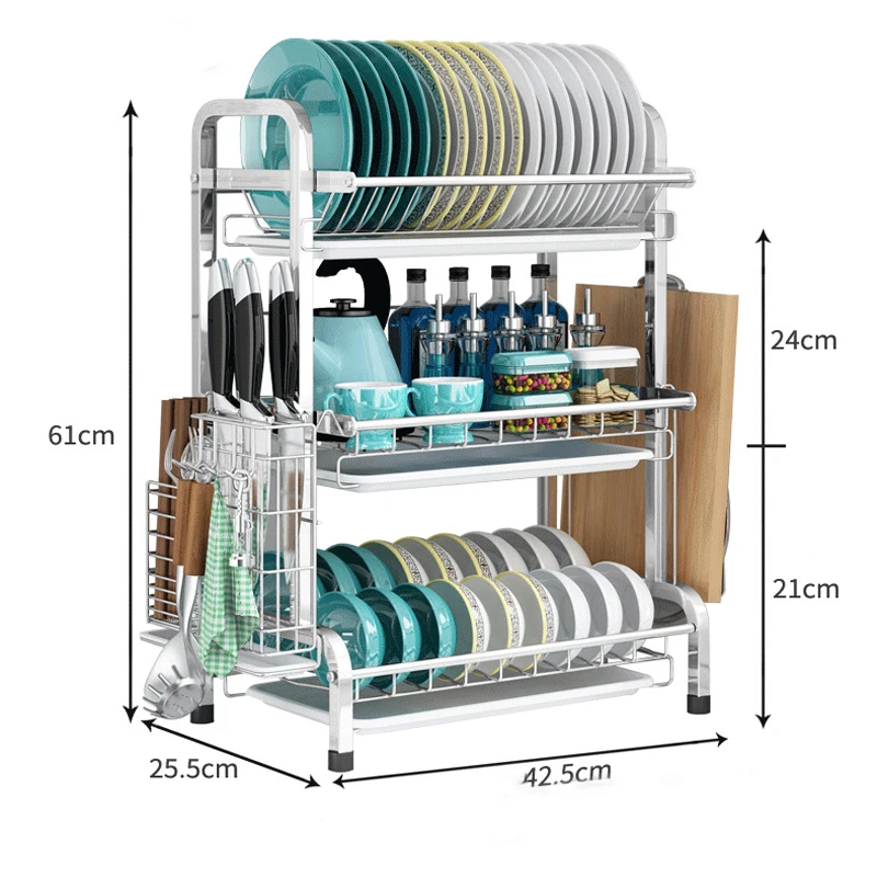 Kitchen 2  3 Tier Stainless Steel Storage Plate Holders Kitchen Drying Drainer Rack Dish Rack