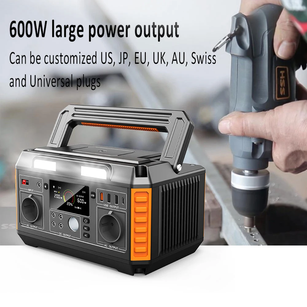 Big Capacity Fast Charging  Portable Power Station 600Wh Solar Power Bank Emergency Power Supply