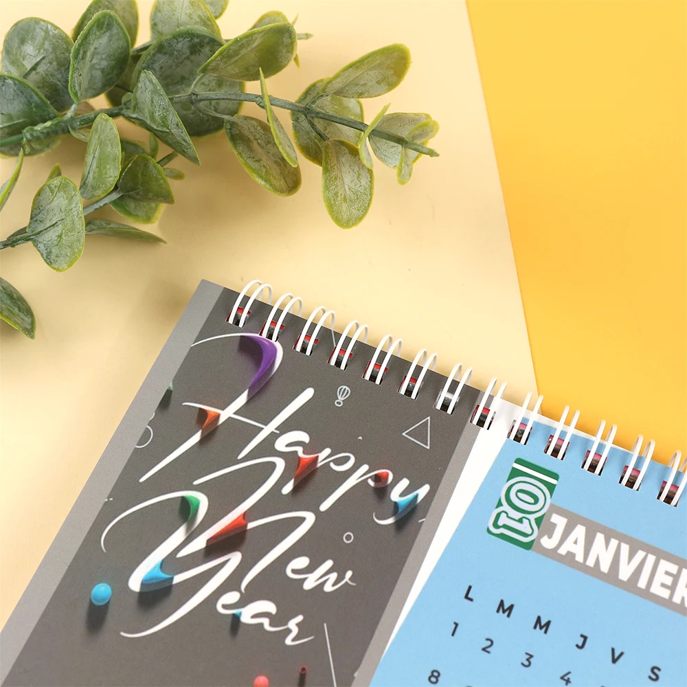 Wholesale Custom Printed Spiral Bound Desk Calendar Cheap Table Calendar Design for Advertising Paper Material