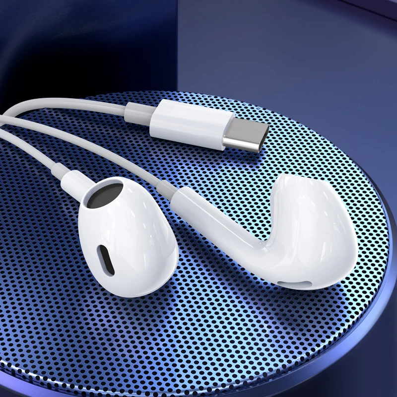 KAKU/KAKUSIGA New arrival Type-C plug Earphone ABS+TPE handfree headphones headsets wired earphone with mic