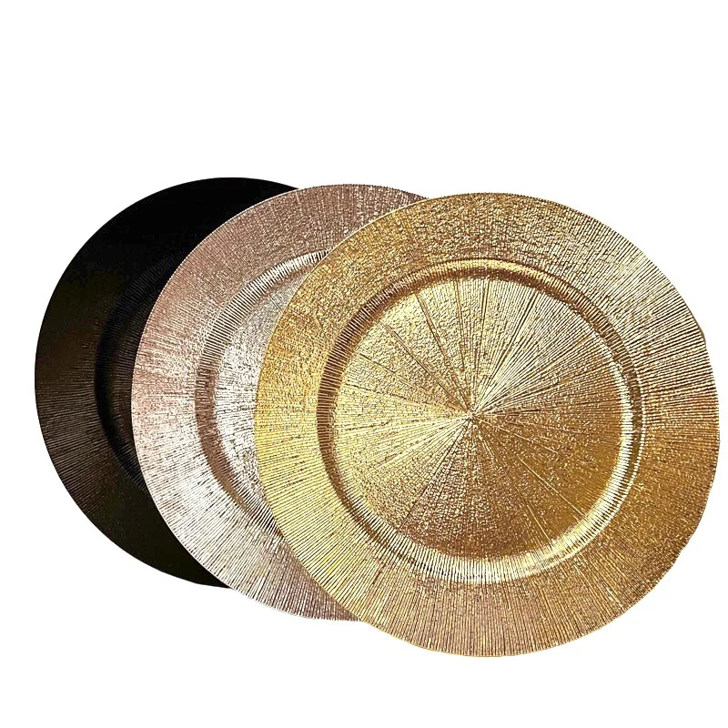 2023 new arrival reusable durable plastic 13 inch round elegant decorative wedding charger plates