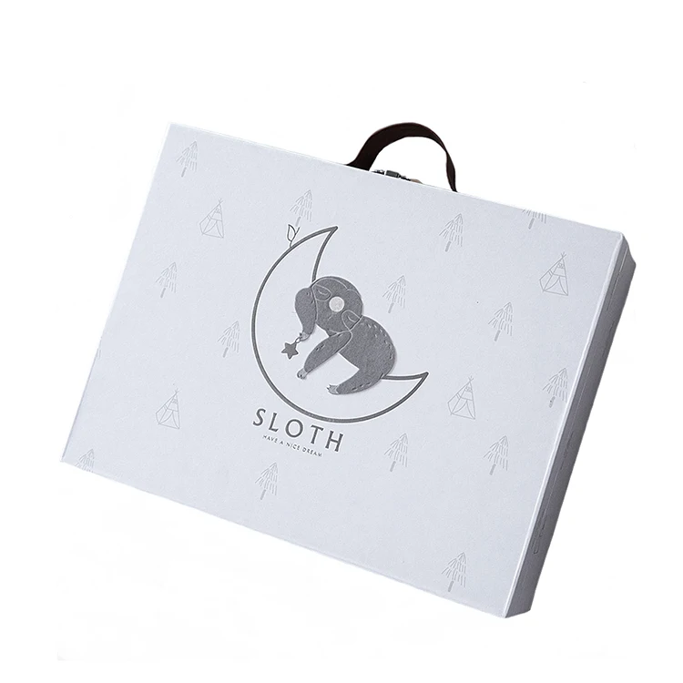 Custom luxury baby ribbon drawer box clothing packaging gift boxes, clamshell cardboard box