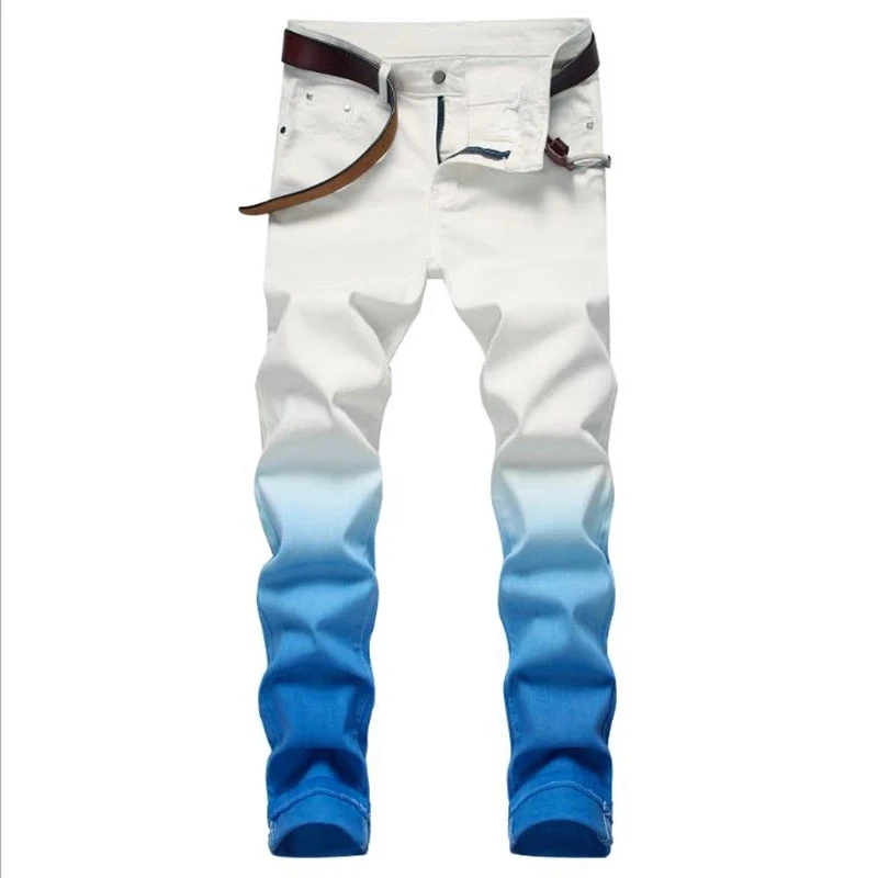 
2021 New hip hop fashion elastic skinny white cotton jeans men casual male slim denim pants vaqueros hombre 