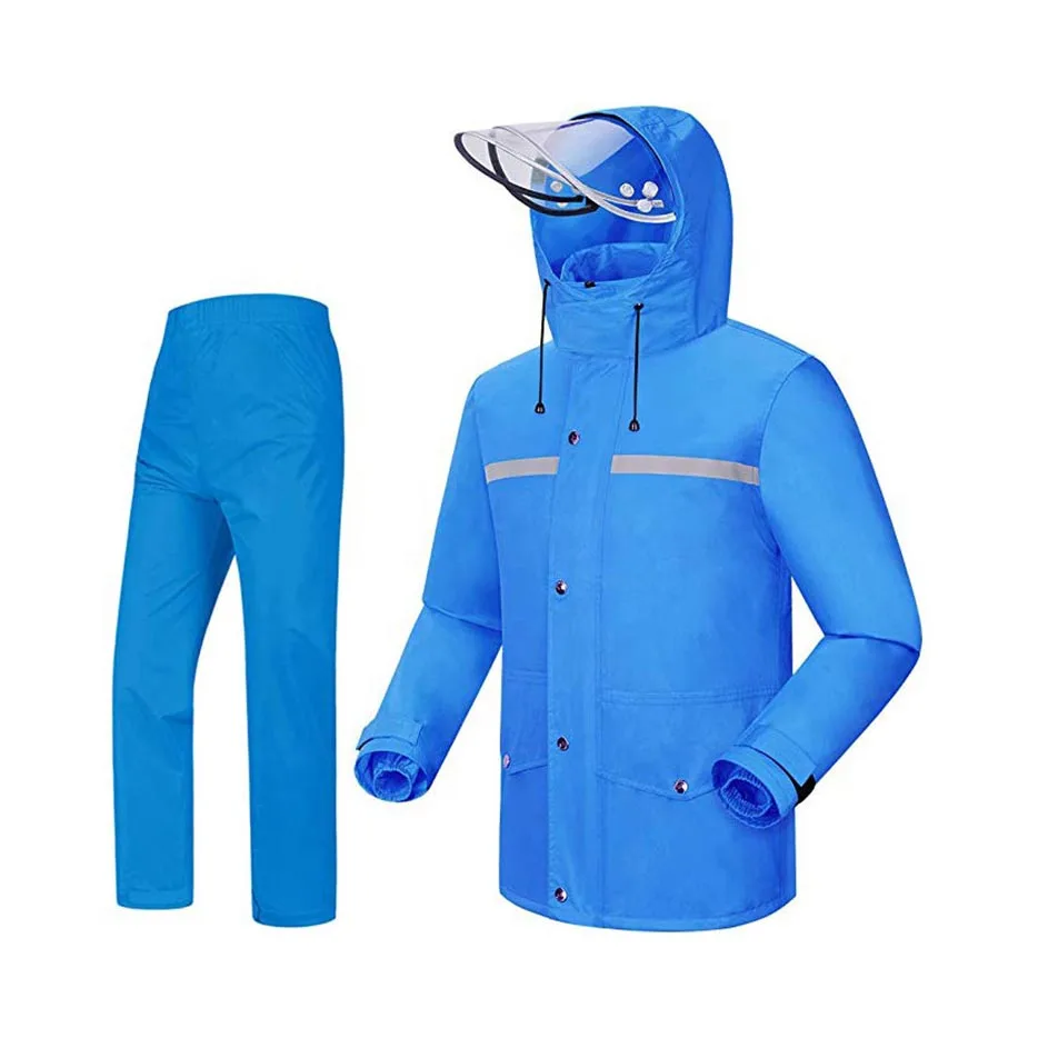 Waterproof Motorcycle Rainwear Raincoat and Rain Pants Poncho Motorcycle Rain Jacket Motorbike Scooter Riding Rain Suit