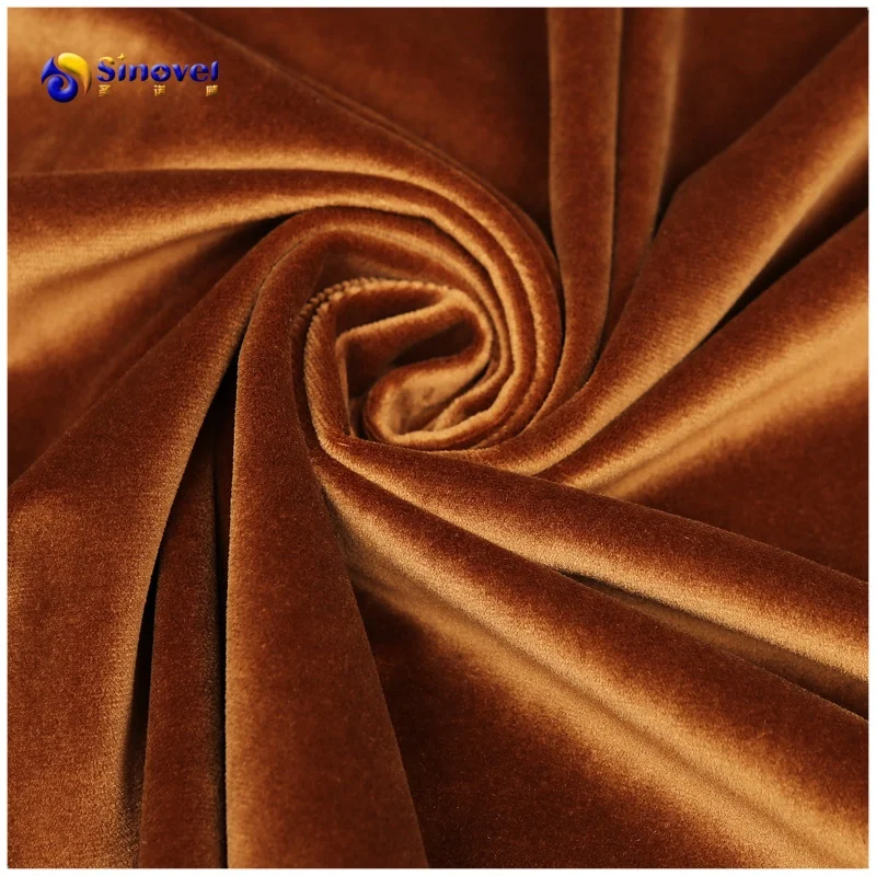 Sinovel 100% polyester knitted curtain sofa cushion plush velvet fabric for garments clothes sofa living room