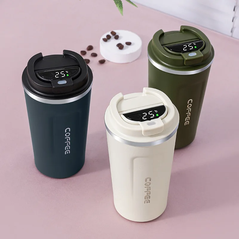500ml Eco Vaccum Coffee Smart Led Mugs with Logo Custom Logo Printed