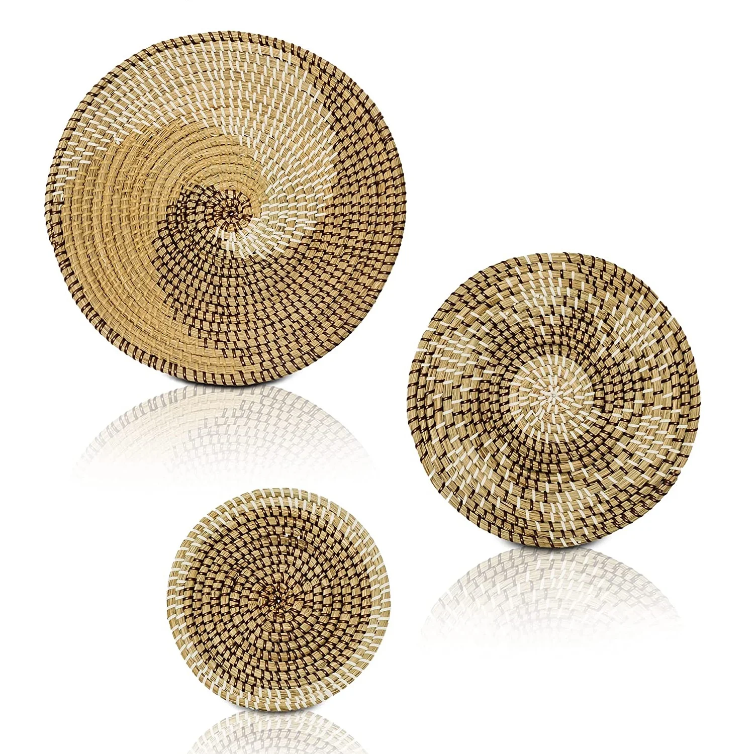 High quality hand-woven seaweed wall basket home wall art decoration basket 3-piece set