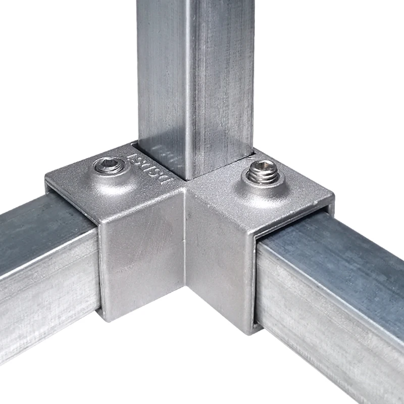 Square Tube Connectors 20 25 30mm Tube Shelf Weld-Free Connectors Outlet 3 Way Pipe Fittings