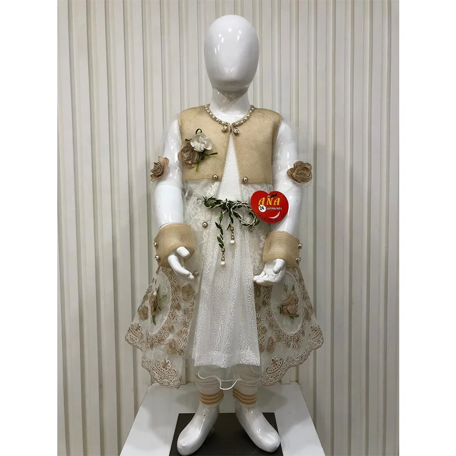 kids dress gown coat with white frock
