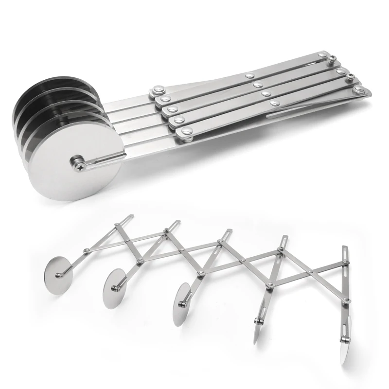 Expandable stainless steel pizza slicer 3/5/7 wheel pastry cutter multi round dough cutter
