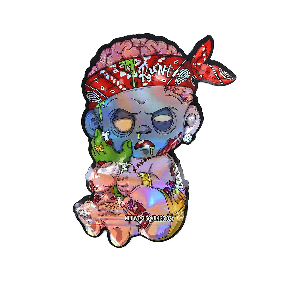 Custom OEM direct print custom size 3.5 mylar bags custom Candy shaped mylar bag gummy bags packaging with child proof ziplock