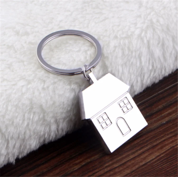 Hot Selling Blank Silver House Shape Custom Self Defense Keychain Accessories