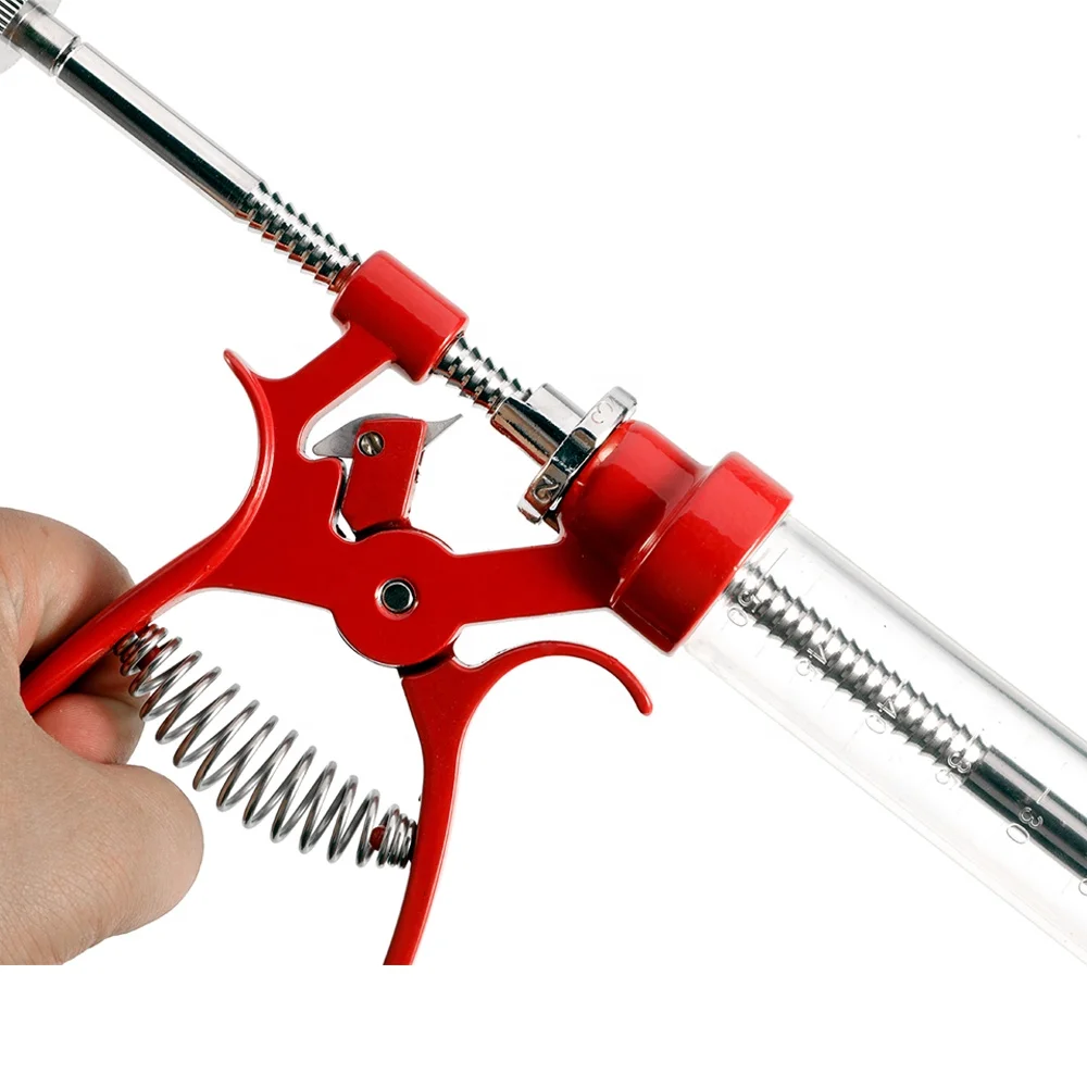 2 oz Large Capacity Barrel and 4 Professional Commercial Grade Stainless Steel BBQ Marinade Meat Injector Gun Kit with CASE