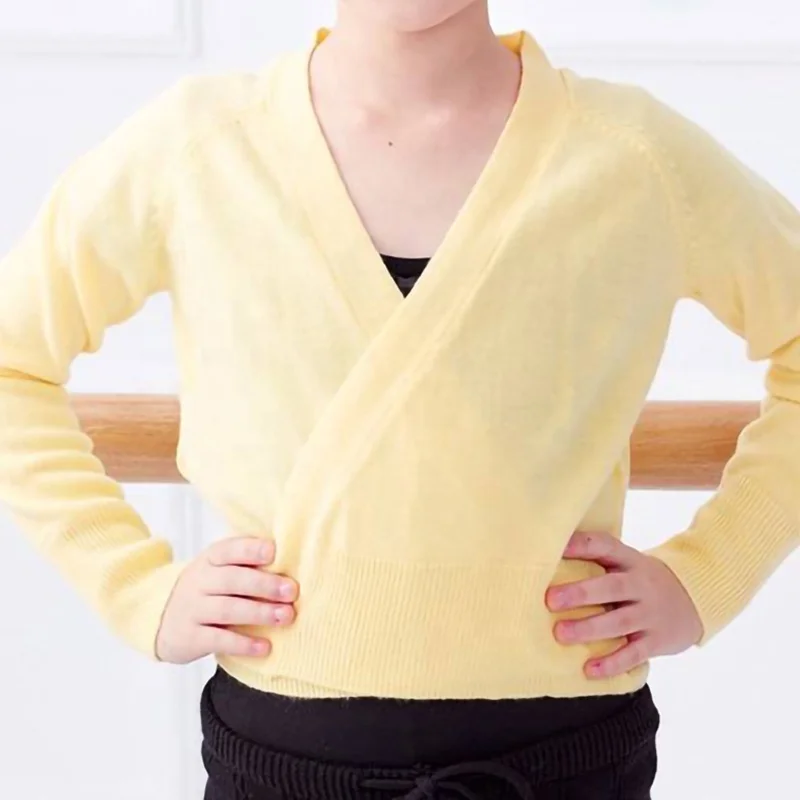 C6001 Custom Logo Winter Comfortable Children Knit Sweater Top Kids Dance Clothes Girs Ballet Dance Keep Warm Cardigan Sweater
