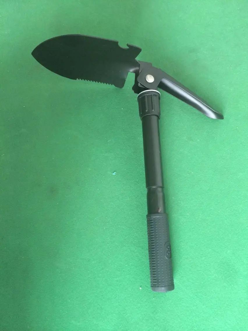 Folding Outdoor Shovel with Pickaxe and Carrying Case Emergency 3 in 1 Mini Camping Foldable Shovel Pick and Saw with Compass