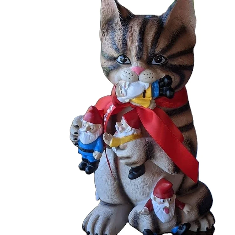 Wholesale Large Resin Garden Statues Cat Eat Gnome Outdoor Decorations