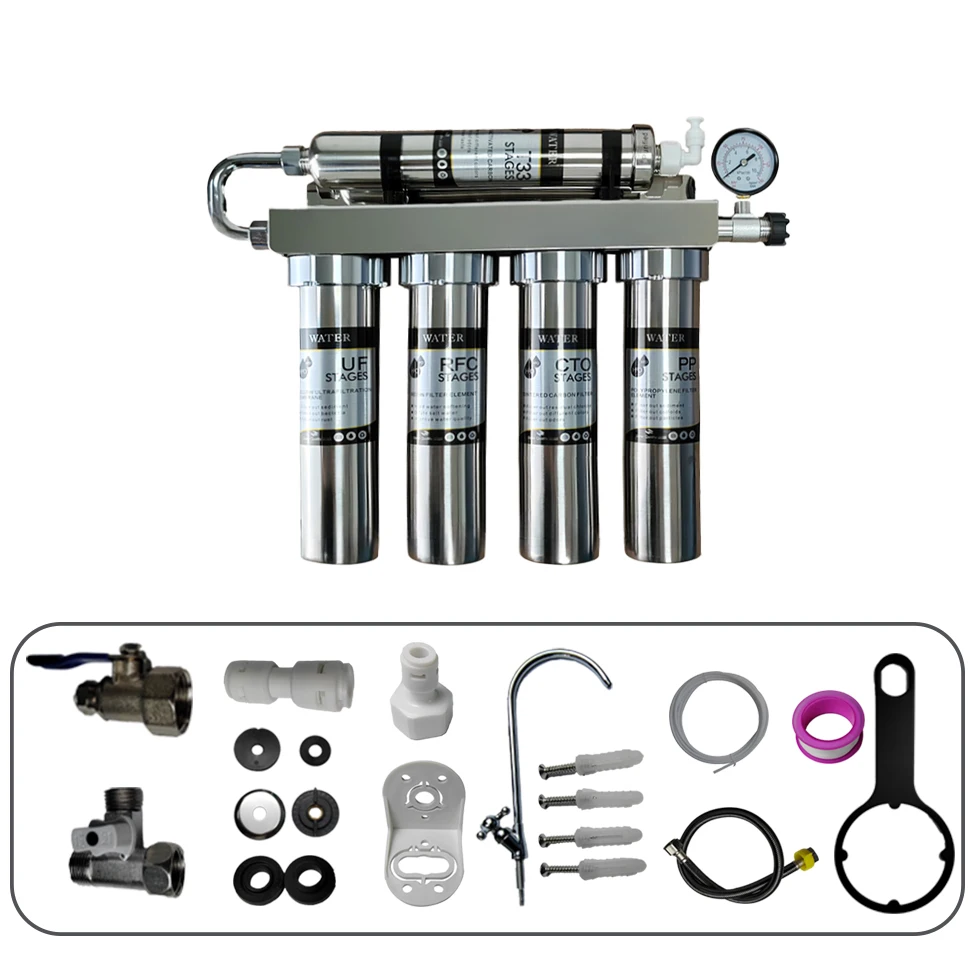 Multi-stage activated carbon resin ultrafiltration uf element stainless steel household manual water purifier water filter