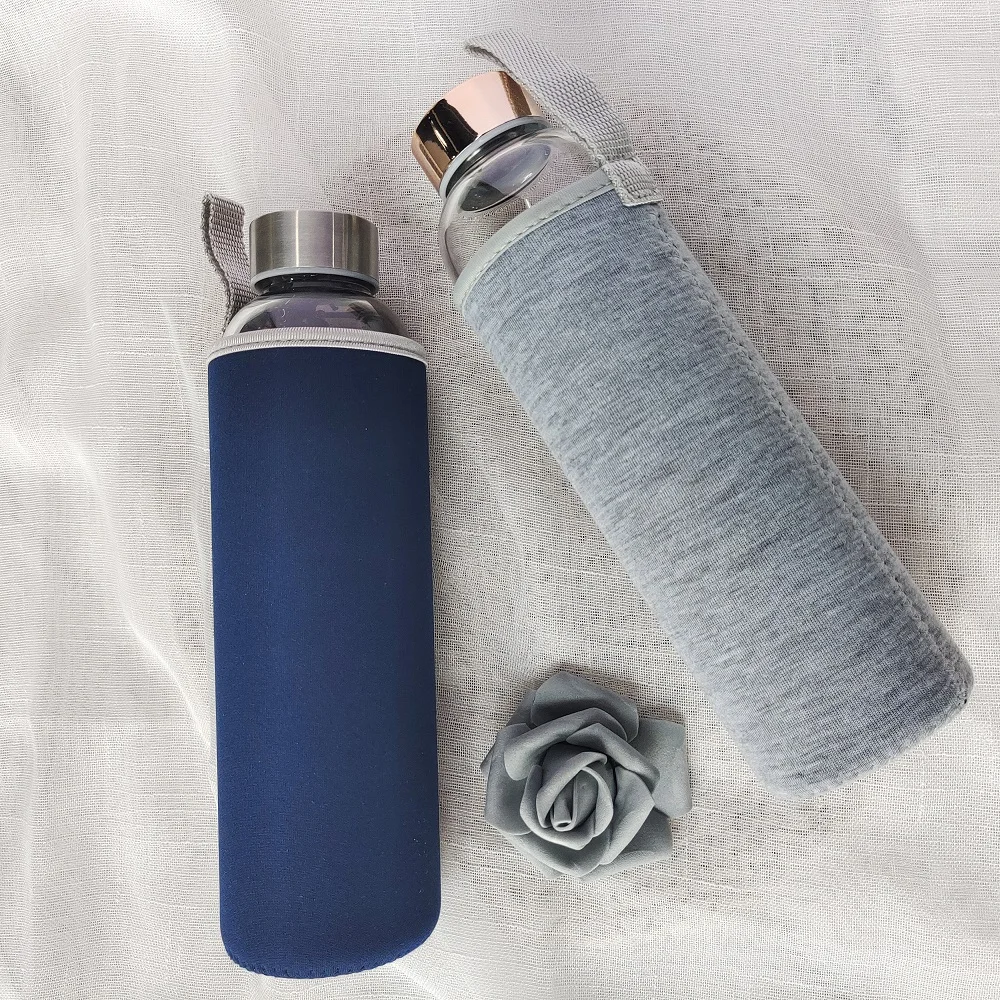 High Borosilicate Custom Logo Clear Glass drinking Bottle Luxury Style Smooth Glass Water Bottle With Sealing lid