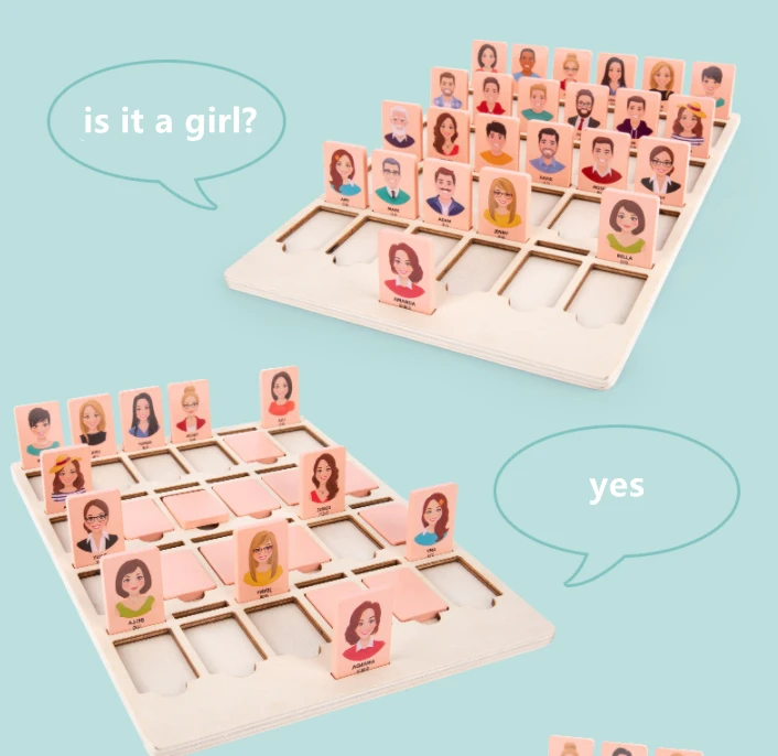 2022 New Arrival Kids Interactive Wooden Educational Toys Guess Who It is LogiC Training Fun Toys