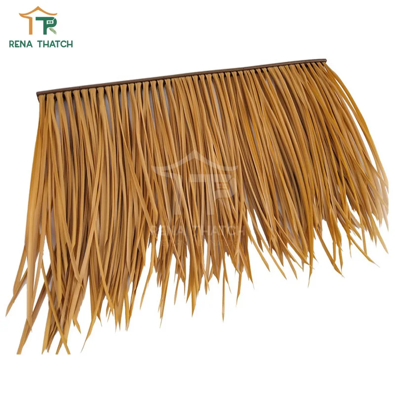 Weather Resistant synthetic plastic straw thatch price synthetic palm thatch artificial palm tiki thatch