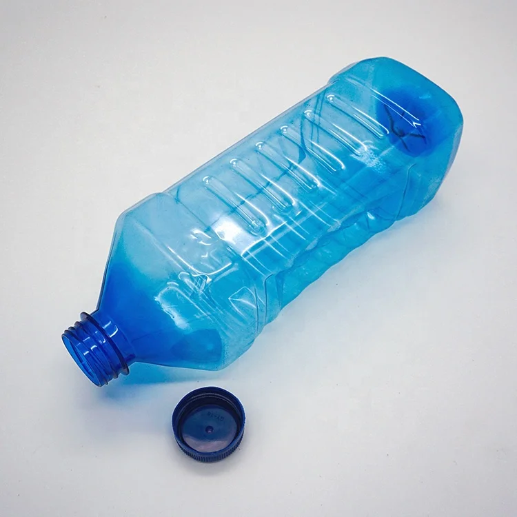 
Square Column Plastic Bottle Blue Transparent Pet Vehicle Cleaner Glass Detergent Container 1.8 liter 