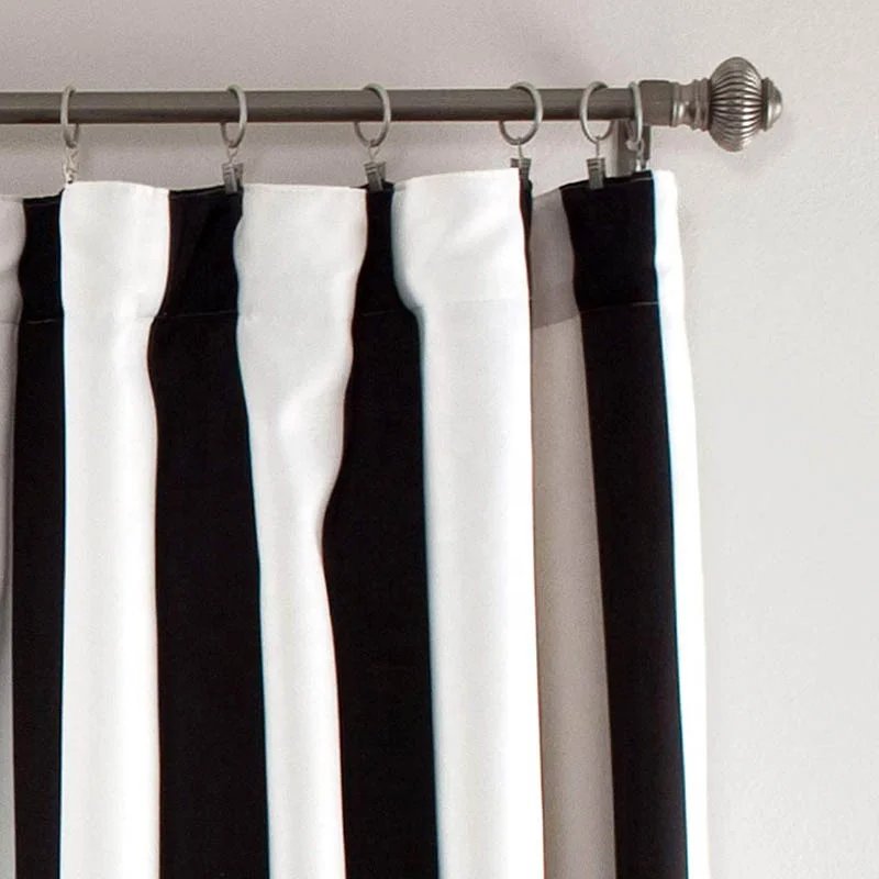 Keep Warm Wilbur Vertical Stripe Room Darkening Window Black and White Curtains