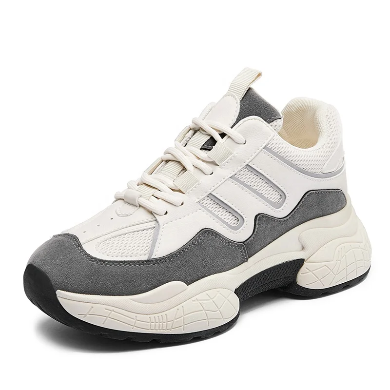 Кроссовки женские на толстой подошве, увеличенные рост, модная повседневная обувь для ходьбы