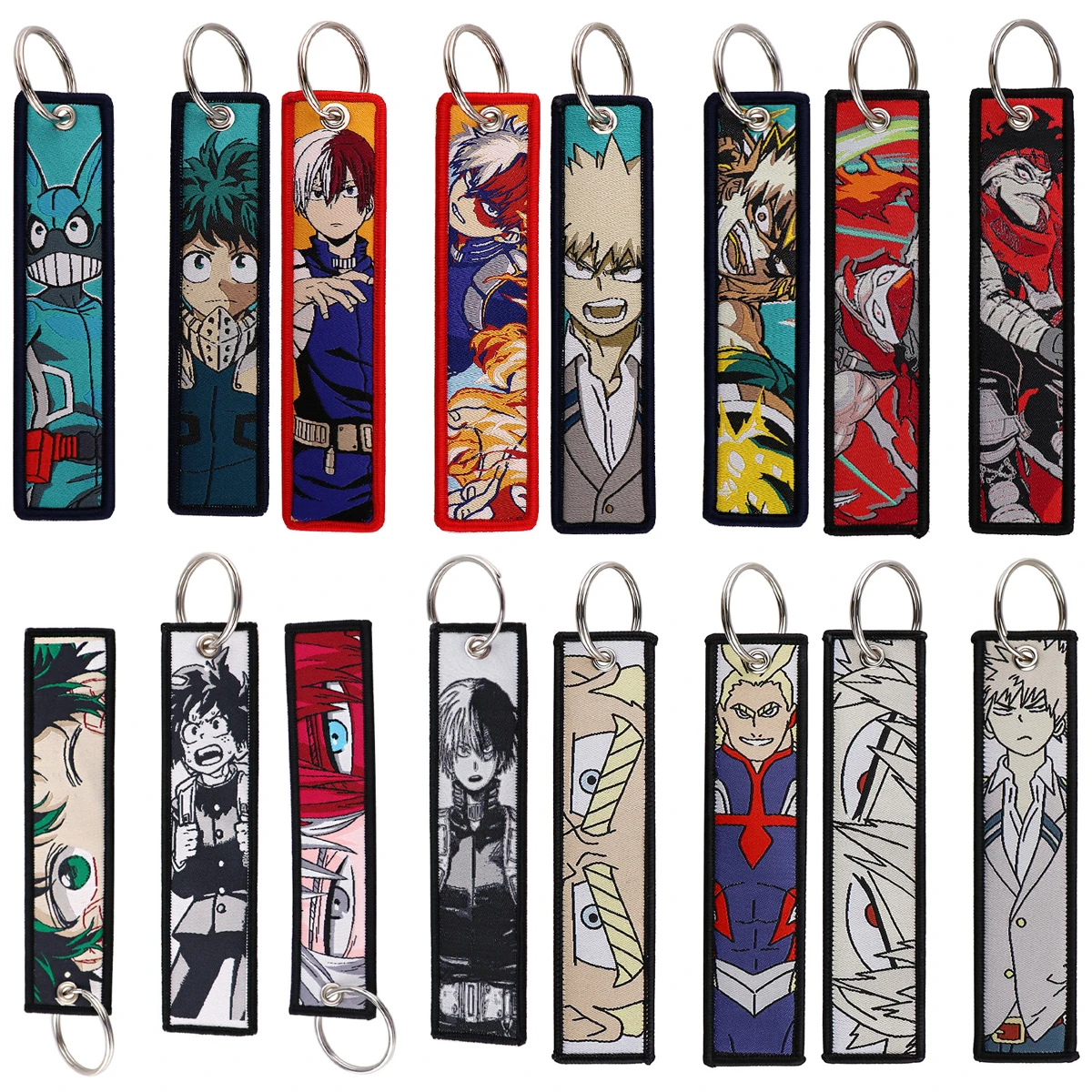 500+ Wholesale Custom Key tag Woven Key Ring Double Sided Anime Fabric Keychain Embroidery Keychains To Sublimation Keychain