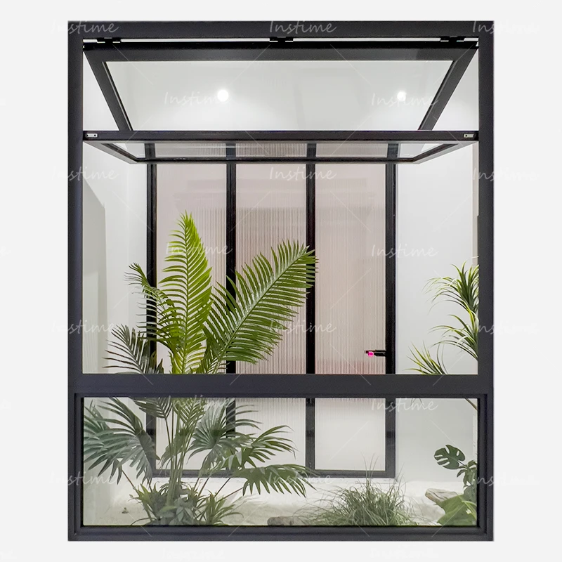 Instime Louvered Ventilation Inside Double Screen Fixed High Quality Broken Bridge Aluminium Folding Window  For House