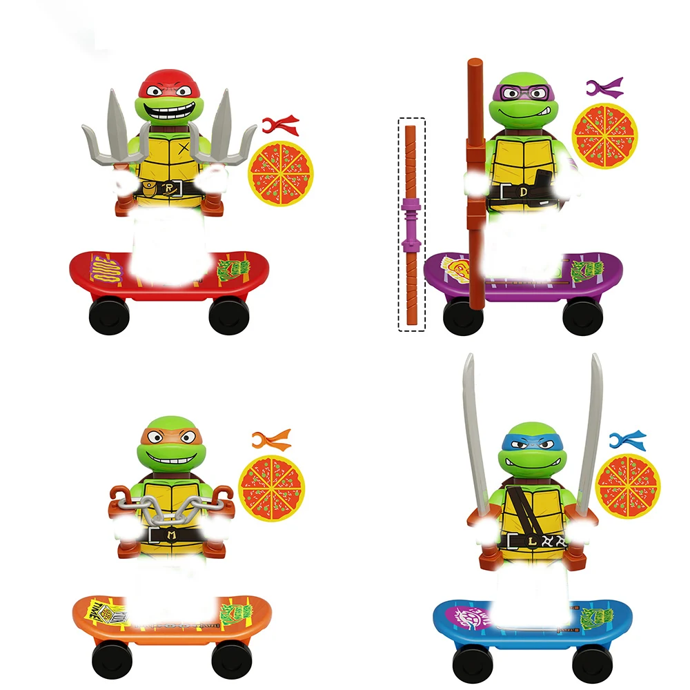 Mini Granule Building Block Doll Cartoon Anime Character Ninja Turtle DIY Building Block Action Figure Intelligent Toy For Kids