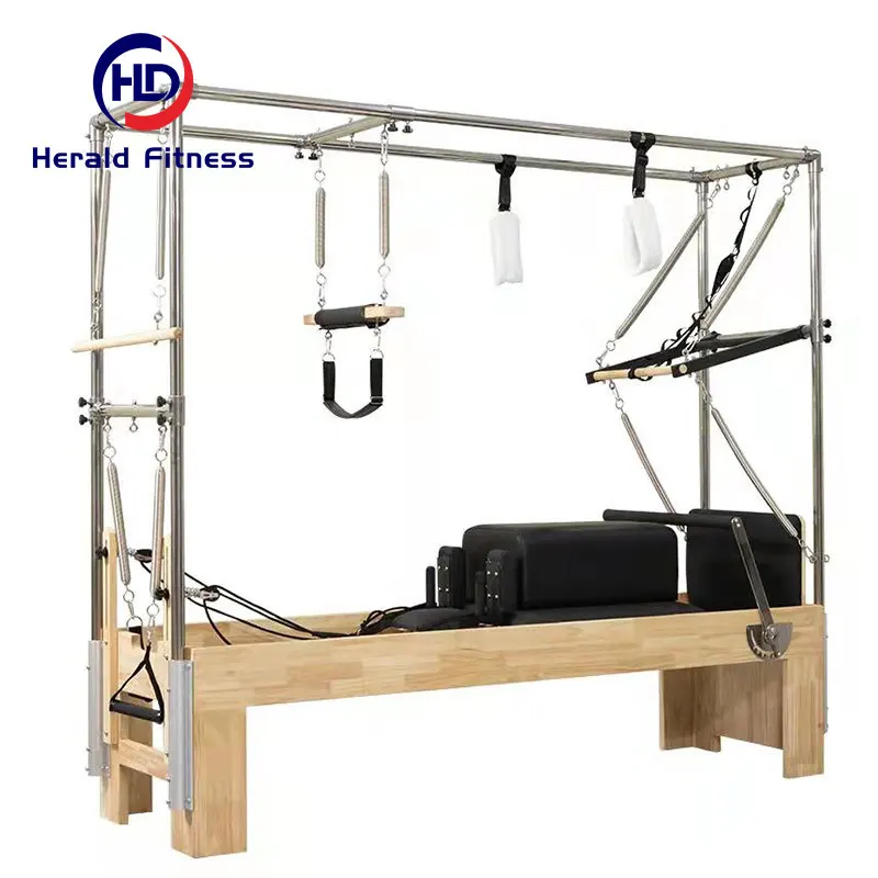 2024 New Designed Pilates Training Body Building Gym Equipment Yoga Pilates Reformer Maple Wood Cadillac Bed For Workout