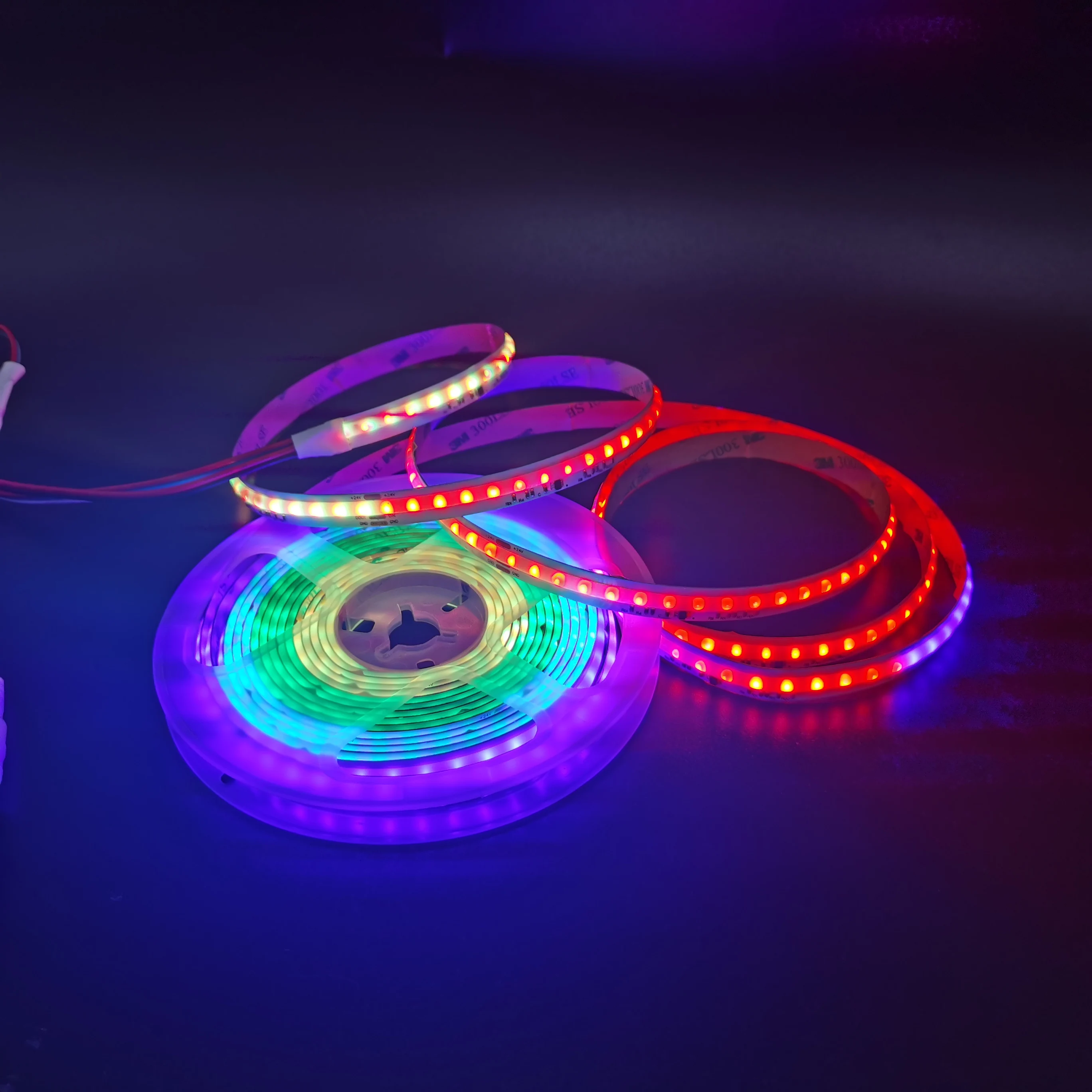 2023 New digital 24v programmable COB RGB with IC use with mobile led strip lights