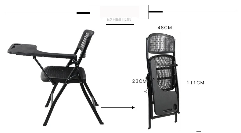 
2019 new design student training chair with tablet writing pad 