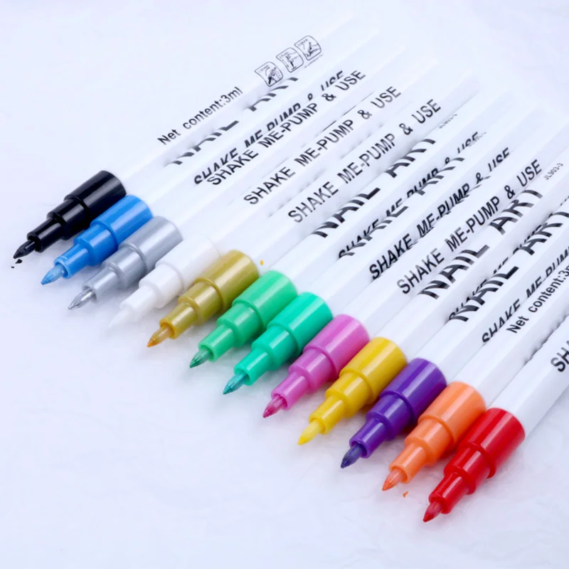 TSZS Custom Private Label DIY Drawing Tools Nail Art Pen Non Toxic Nail Polish Pen 12 Colors Nail Graffiti Pen