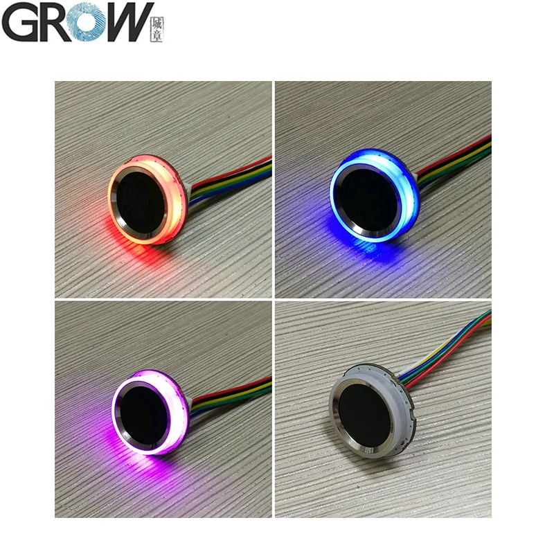 GROW R502-B Flat Cable FPC 0.5mm 6pin UART DC3.3V Small Round LED Capacitive Fingerprint Module Access Control Arduino