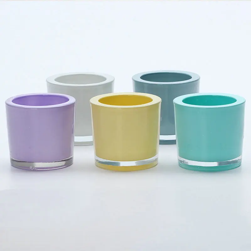 Wholesale Colored Small Glass Candle Cups Large Volume Glass Scented Candle Jars