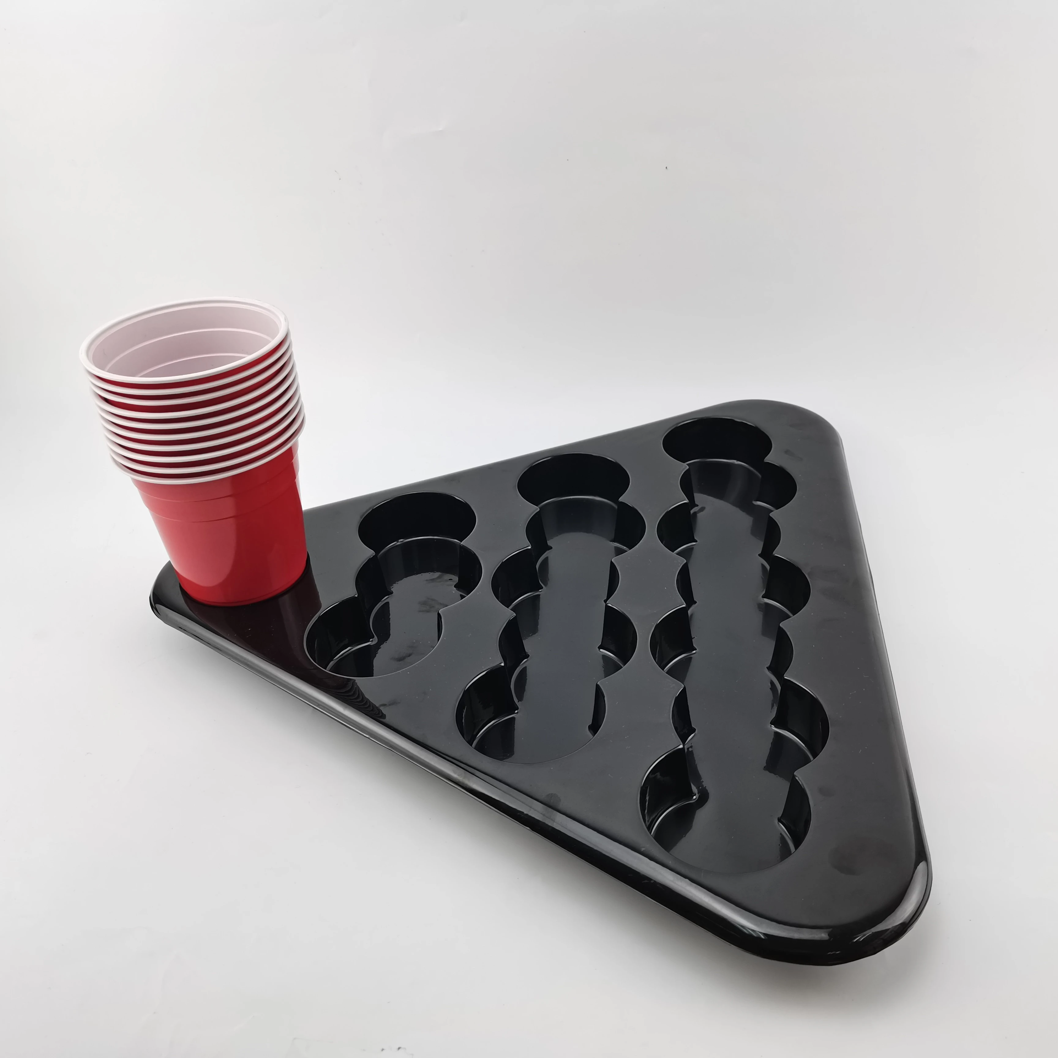 Newly Black Beer Pong Rack Kit with 2pcs Racks +22pcs 16OZ Cups +3pcs Ball Beer Pong Cup Holder