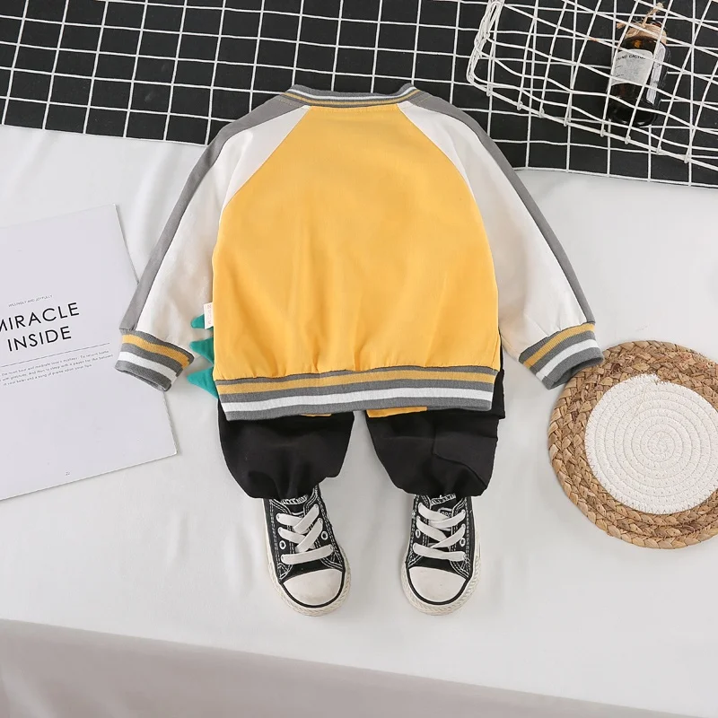 Wholesale A Line Arabic Children Pattern Free Hand Embroidery Designs A three-piece baseball suit baby boy clothes set