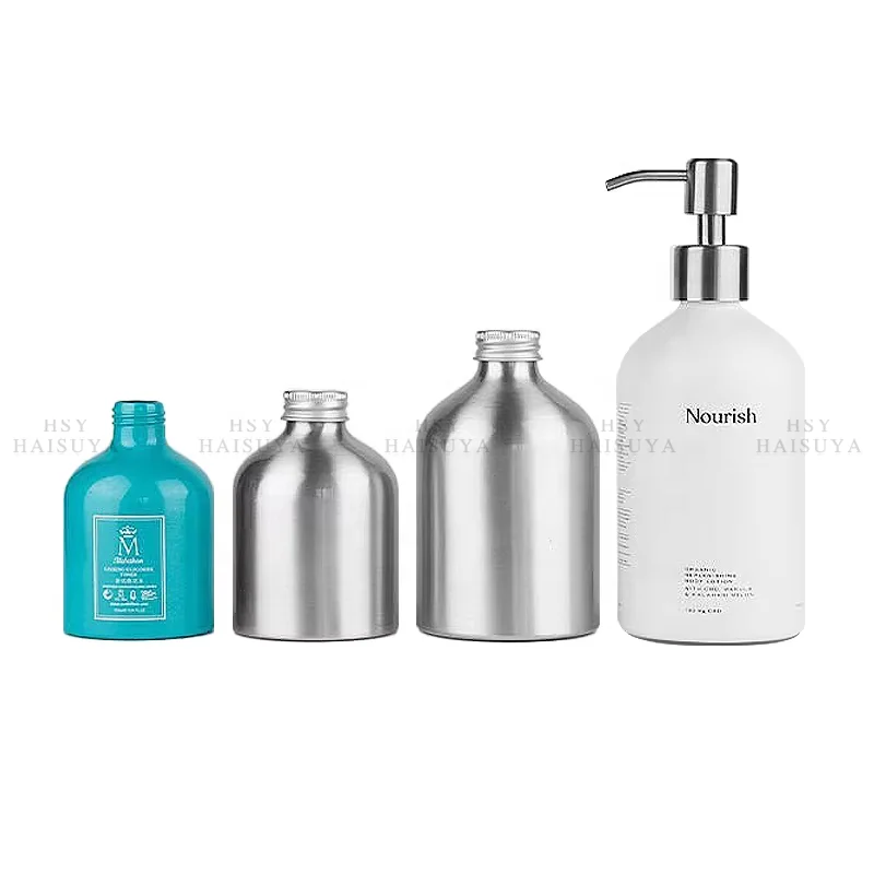 Factory Custom 250ml 300ml 500ml 16oz Lotion Aluminium Reusable Bottle For Shampoo Body Wash With Stainless Steel Pump Head